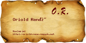 Oriold René névjegykártya